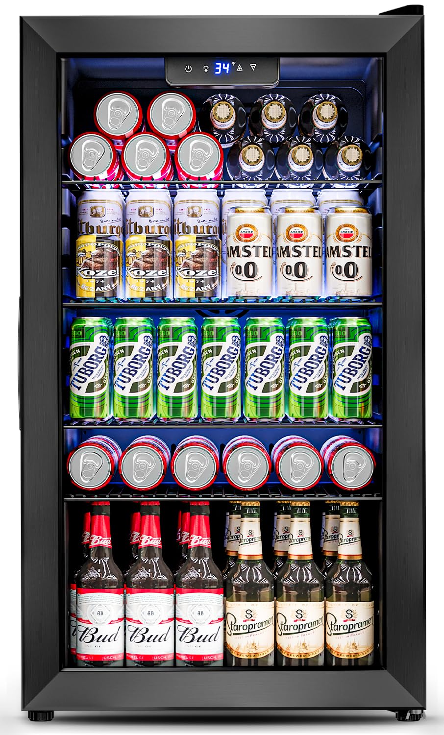 Wine Beer Mini Fridge - Minilodówka z szklanymi drzwiami o pojemności