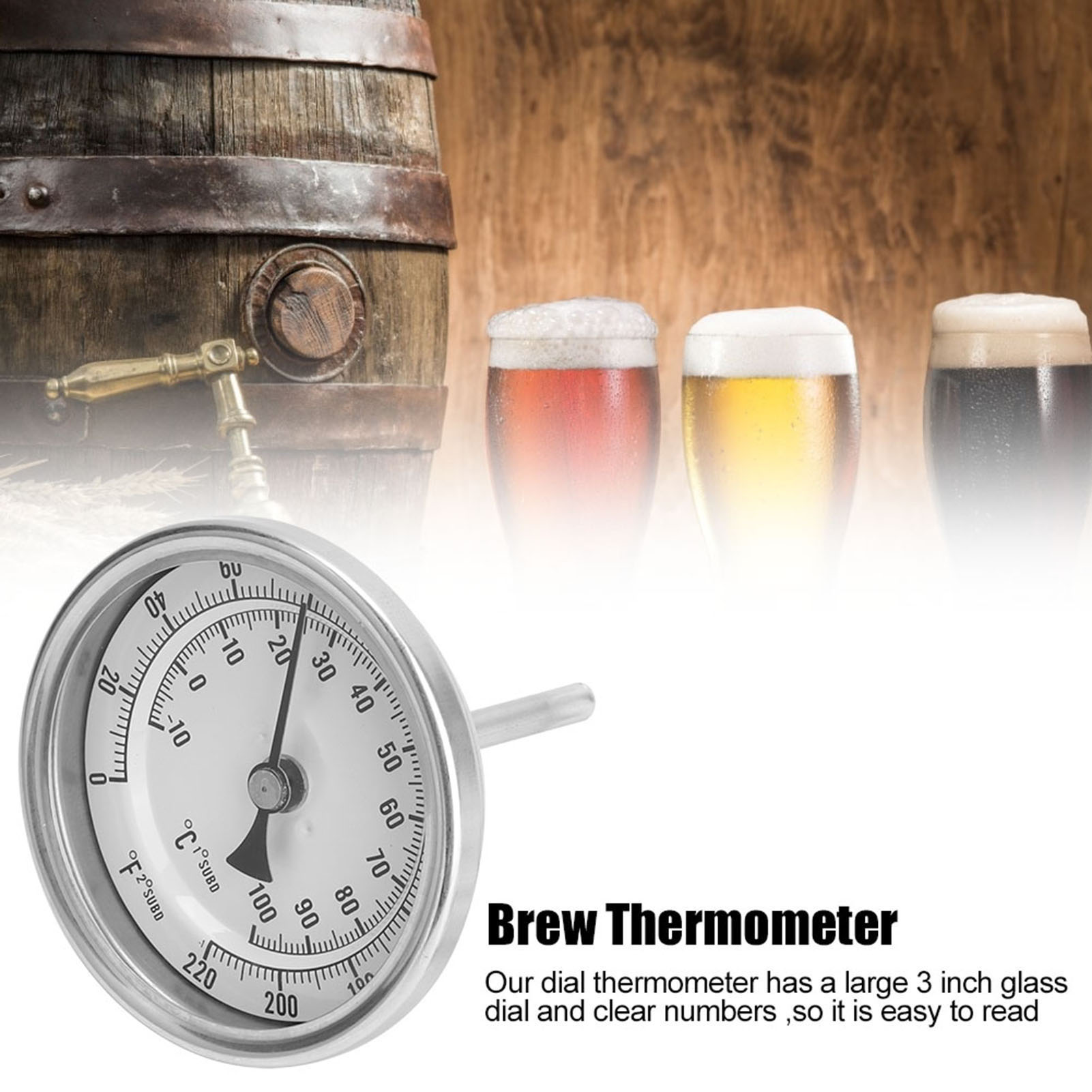 Beer Wine Kit - Bezspawowy bimetalowy termometr 1/2